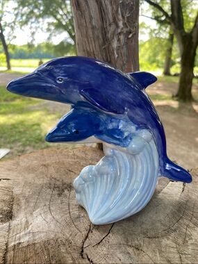 Handcrafted vintage Ceramic Dolphin Sculpture